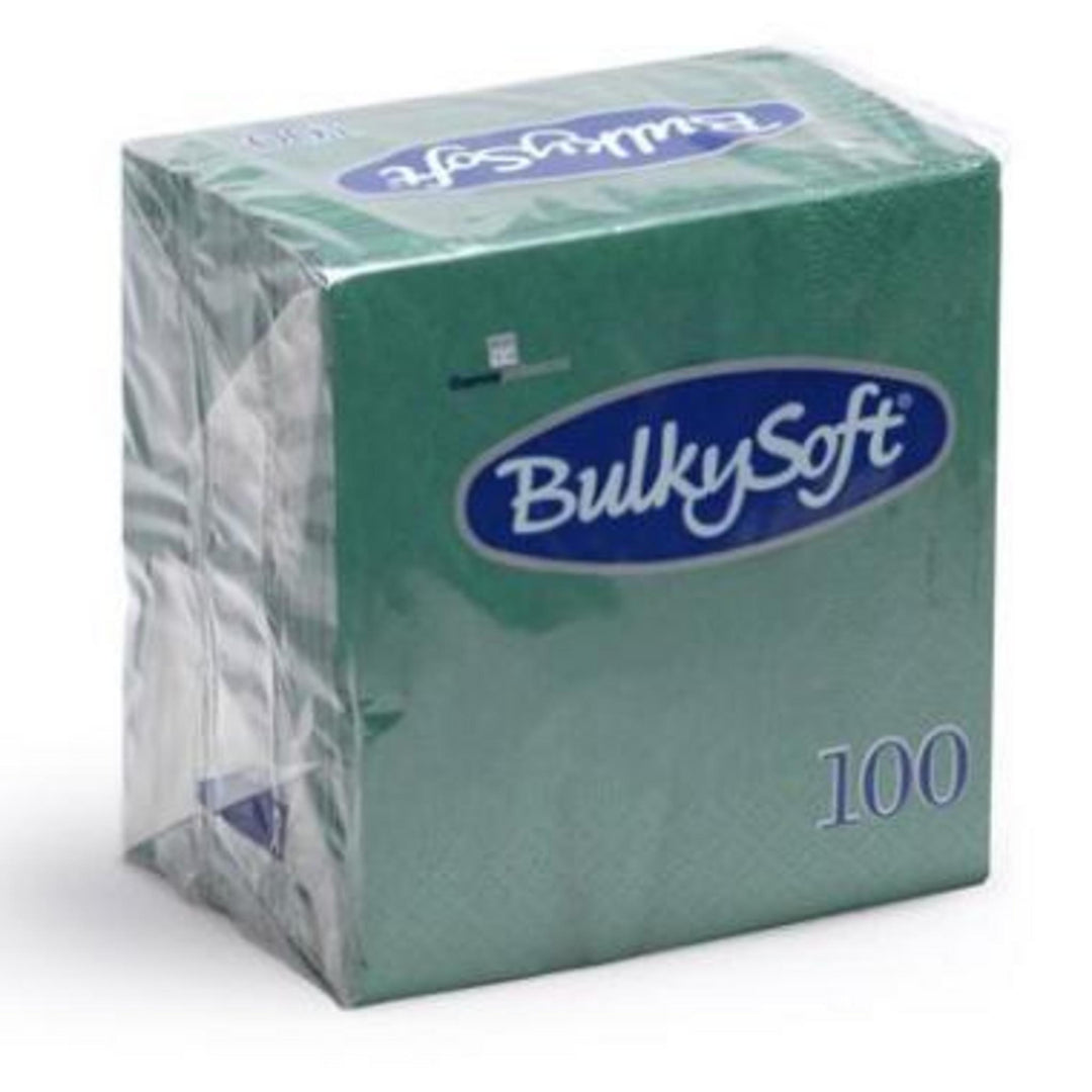 Servietter Bulkysoft 24x24 cm i 2-lags grøn kvalitet med blød overflade og god absorbering