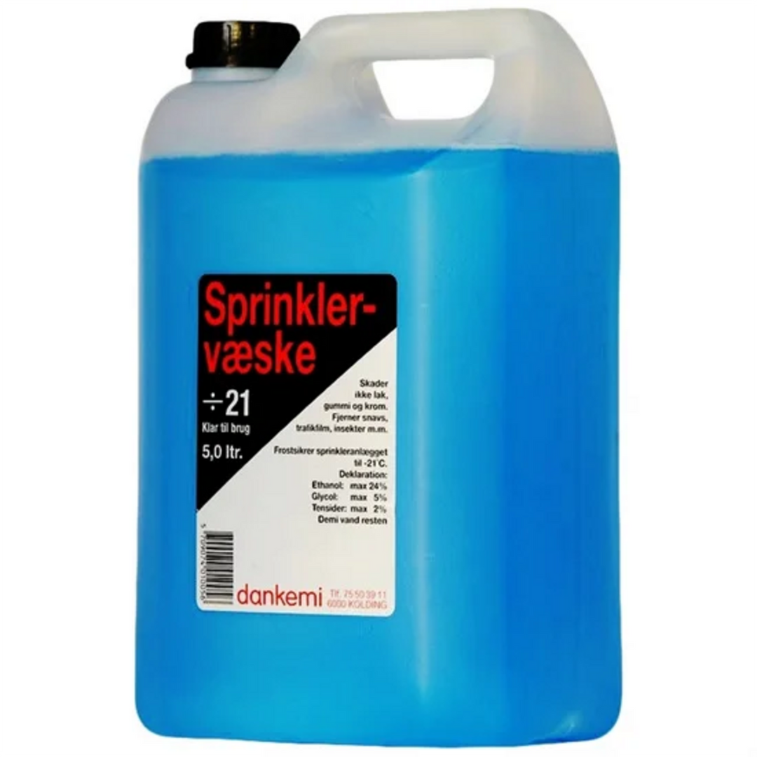 Sprinklervæske klar til brug, frostbeskyttet til -21 grader, biologisk nedbrydelig, til bilruder