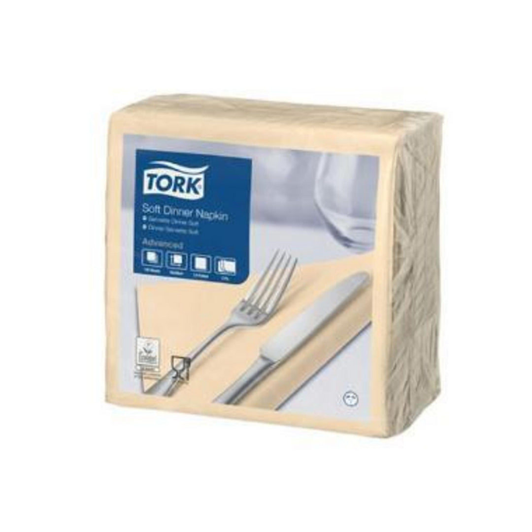 Serviet Tork 3-lags sandfarvet 39x39 cm FSC-certificeret, stærk og absorberende til borddækning