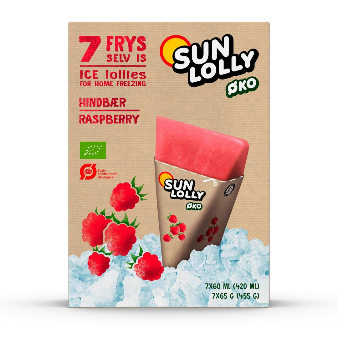Frys-selv isstænger Sun Lolly ØKO med hindbærsmag, pakke med 7 lollies uden tilsætningsstoffer