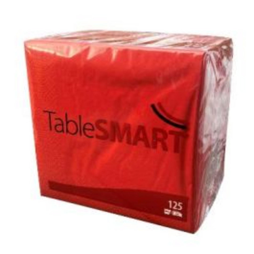 Serviet 33 x 33 cm i rød, 3-lags FSC-papir med høj absorption, pakke med 125 stk