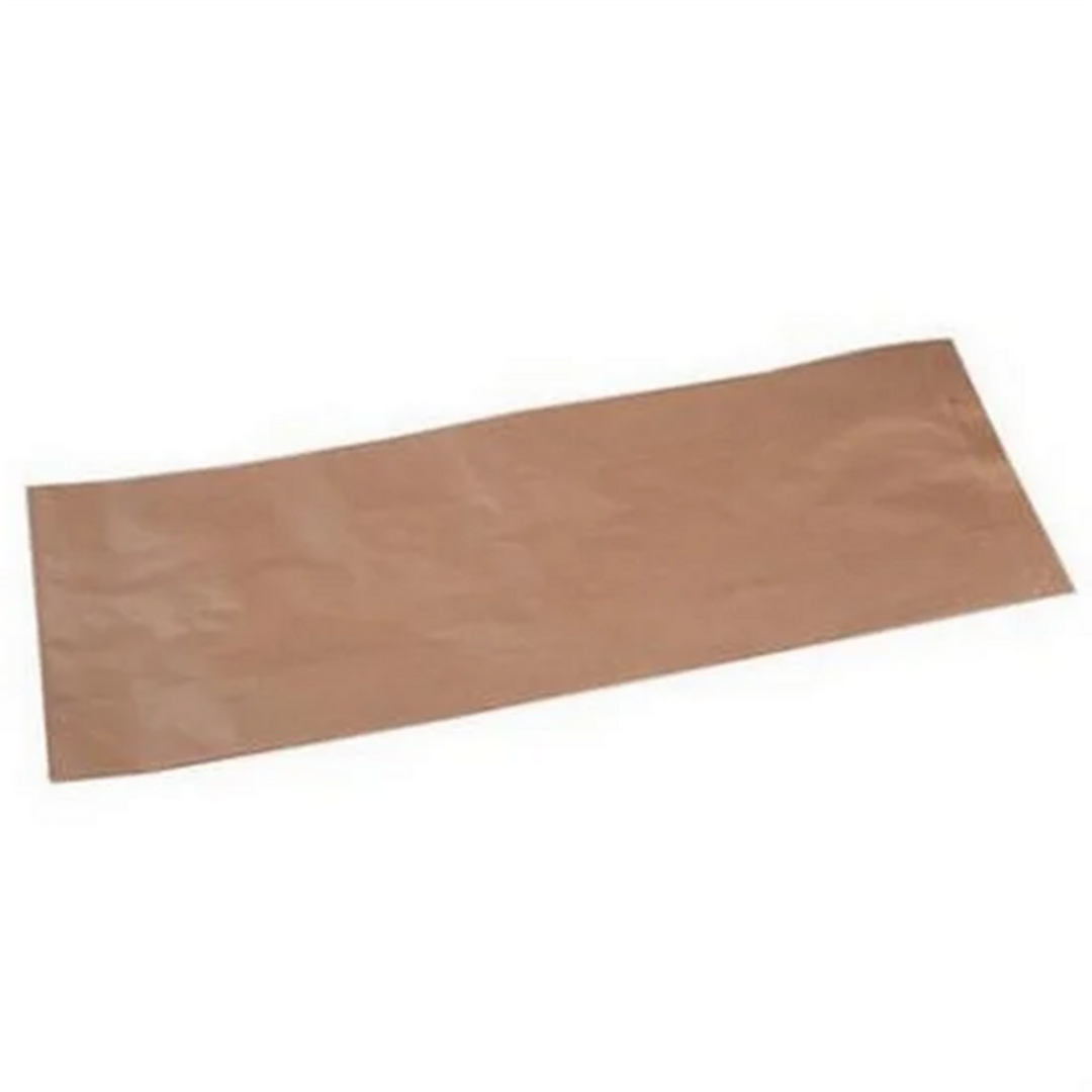 Grovbrødspose stor 160/80x450 mm i brun ribbet papir til brød og tørkager