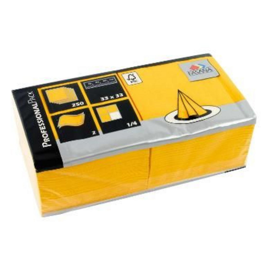 Serviet 33x33 cm i gul, 2-lags papir, pakke med 250 stk fra Fasana