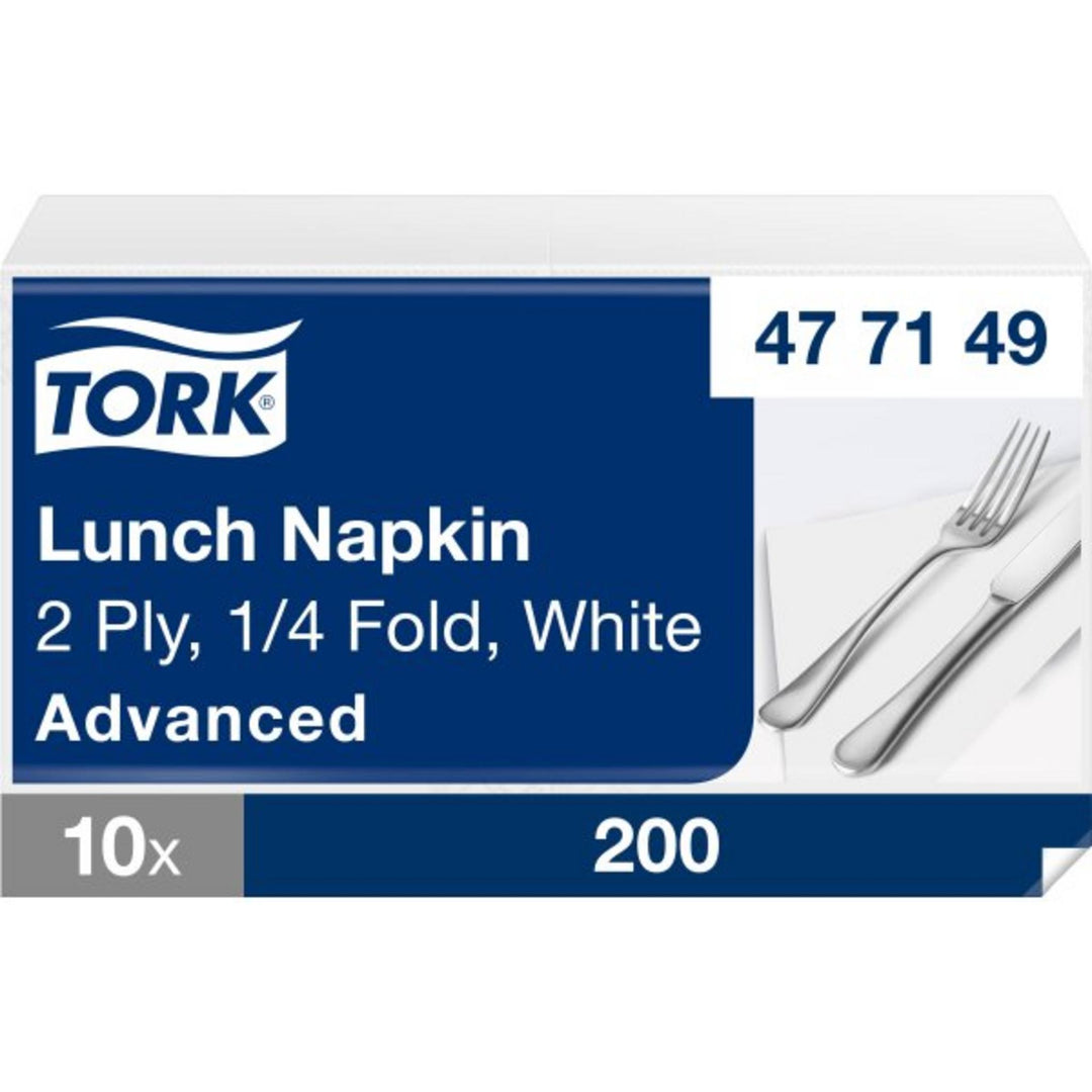 Frokostservietter i 2-lags hvidt papir, 1/4 fold, 16x16 cm foldet, 200 stk