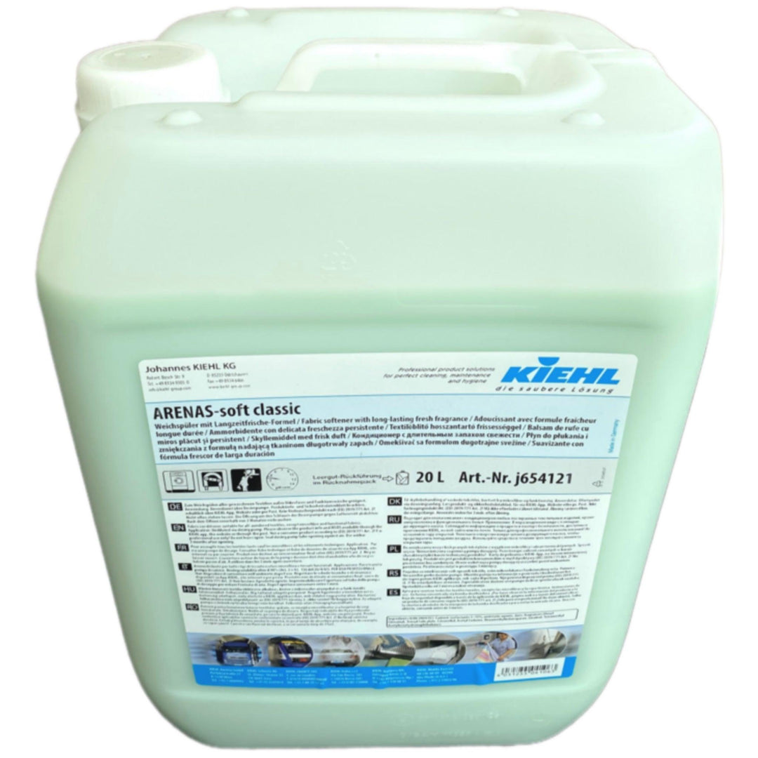 Skyllemiddel Arenas Soft Classic med frisk duft, antistatisk effekt og plantebaserede råvarer, 20 liter