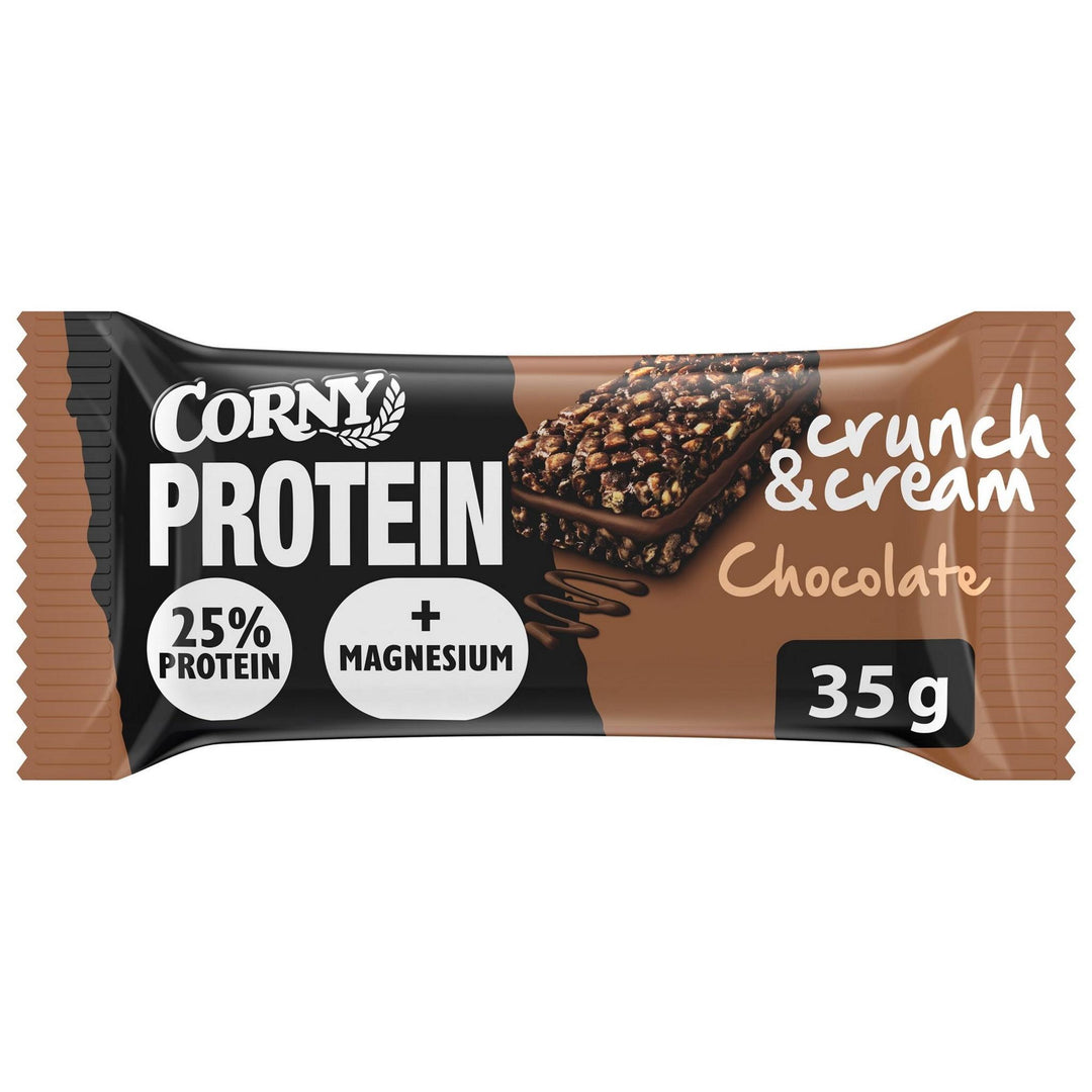 Proteinbar Corny Protein Crunch&amp;Cream Chocolate, 35 g med 25% protein og cremefyldning