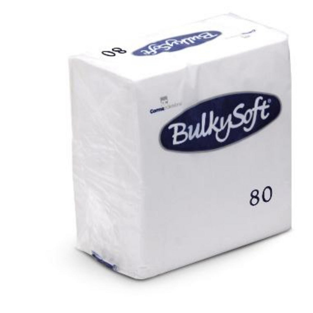 Serviet BulkySoft 3-lags hvid 33x33 cm med 1/8-fals, pakke med 80 servietter