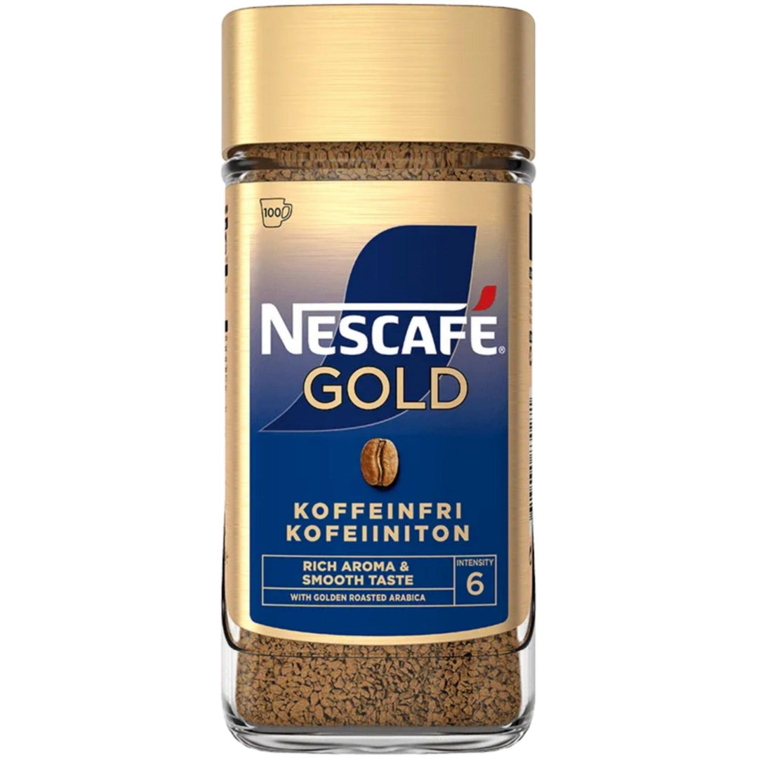 Instant kaffe Nescafé Gold koffeinfri 200 g i glas, frysetørret Arabica med intensitet 6