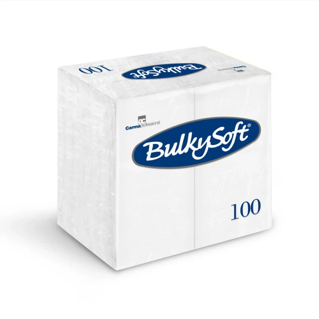 Servietter Bulky Soft 3-lags hvide 400 x 400 mm med 1/8 fold, pakke med 100 stk