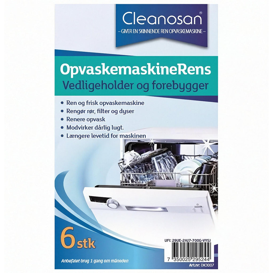 Opvaskemaskinerens i vandopløselig folie til fjernelse af kalk, fedt og belægninger, pakke med 6 stk