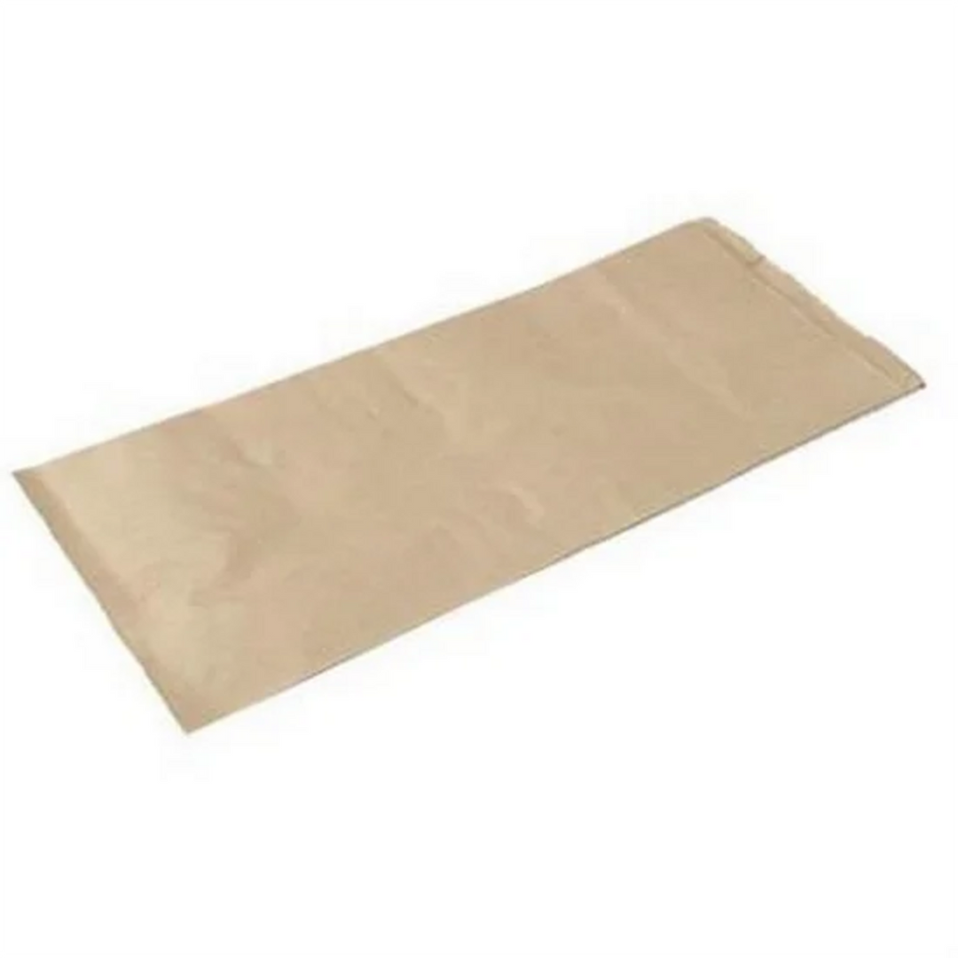 Grovbrødspose lille 160/80x380 mm i brun ribbet papir til brød og tørkager