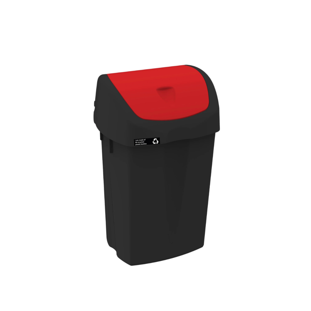 Affaldsspand m. vippelåg NRW Rød, 50 ltr.