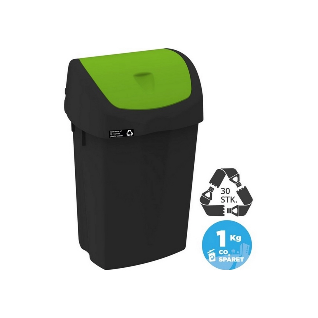 Affaldsspand m. vippelåg NRW Grøn, 25 ltr. Bæredygtig, HACCP-godkendt, let at rengøre.