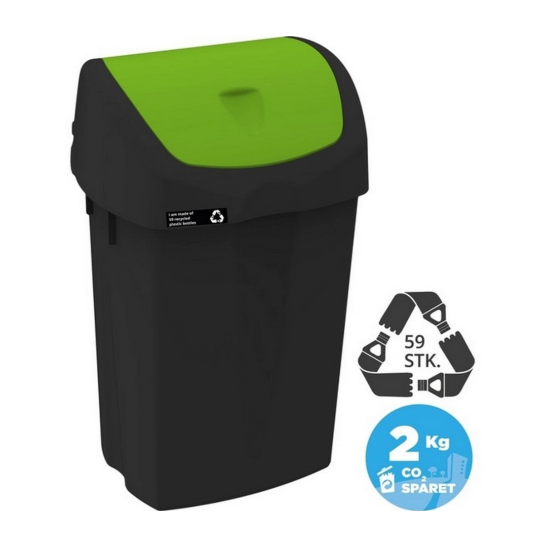 Affaldsspand m. vippelåg NRW Grøn, 50 ltr. Bæredygtig, HACCP-godkendt, let at rengøre.