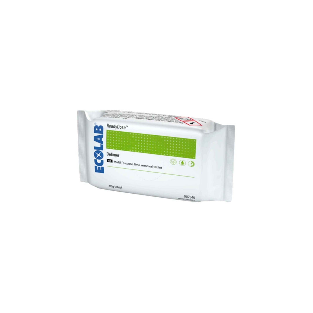 Ecolab ReadyDose afkalkningstabs 40 stk., fjerner kalk og snavs i opvaskemaskiner og forlænger maskinens levetid.