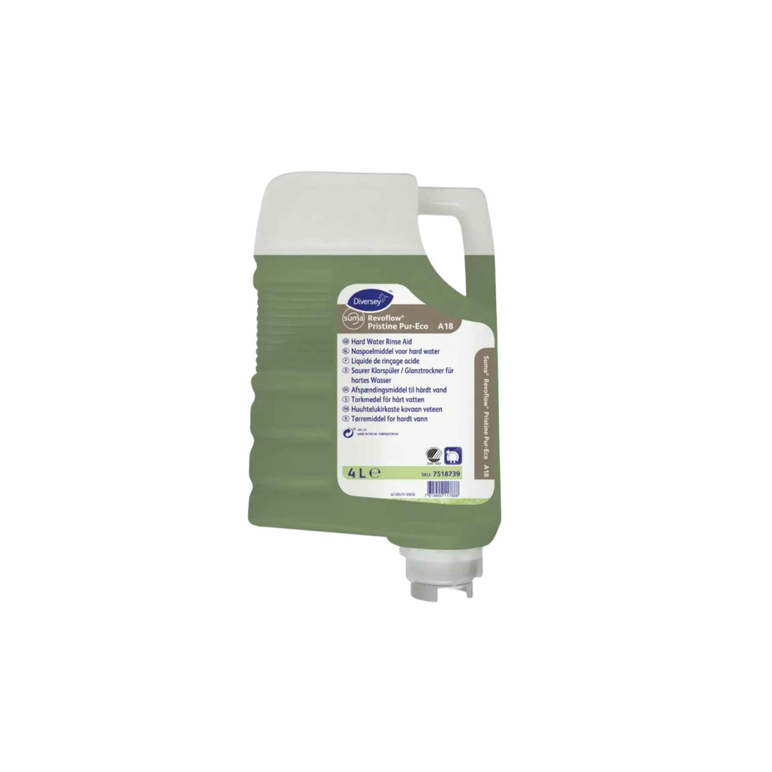 Diversey Suma RevoFlow A18 4 ltr. x 3 stk., svanemærket afspændingsmiddel til stribefri tørring i opvaskemaskiner.