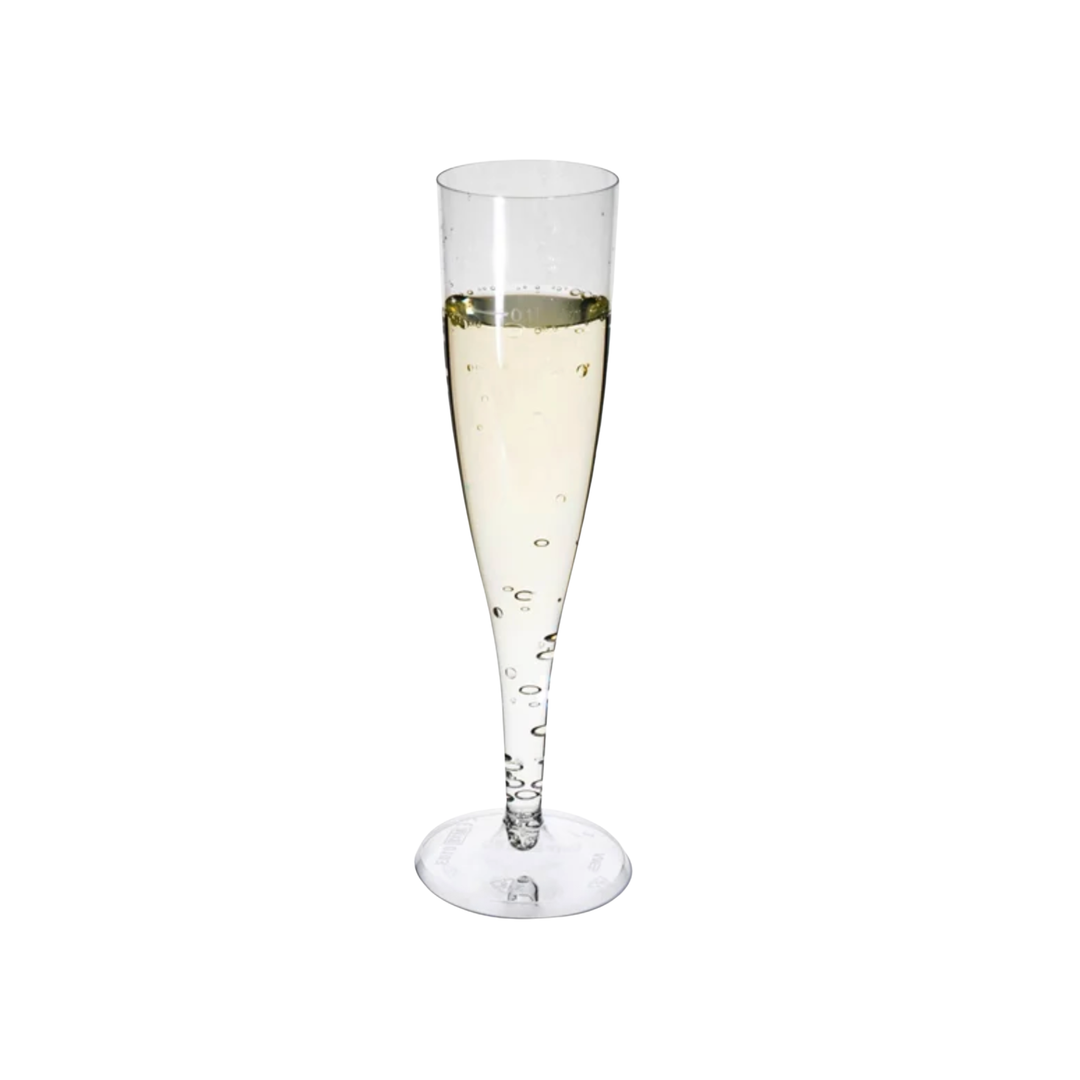 Engangs champagneglas i klar plast, 10 cl – perfekte til fest, pakke med 10 stk.