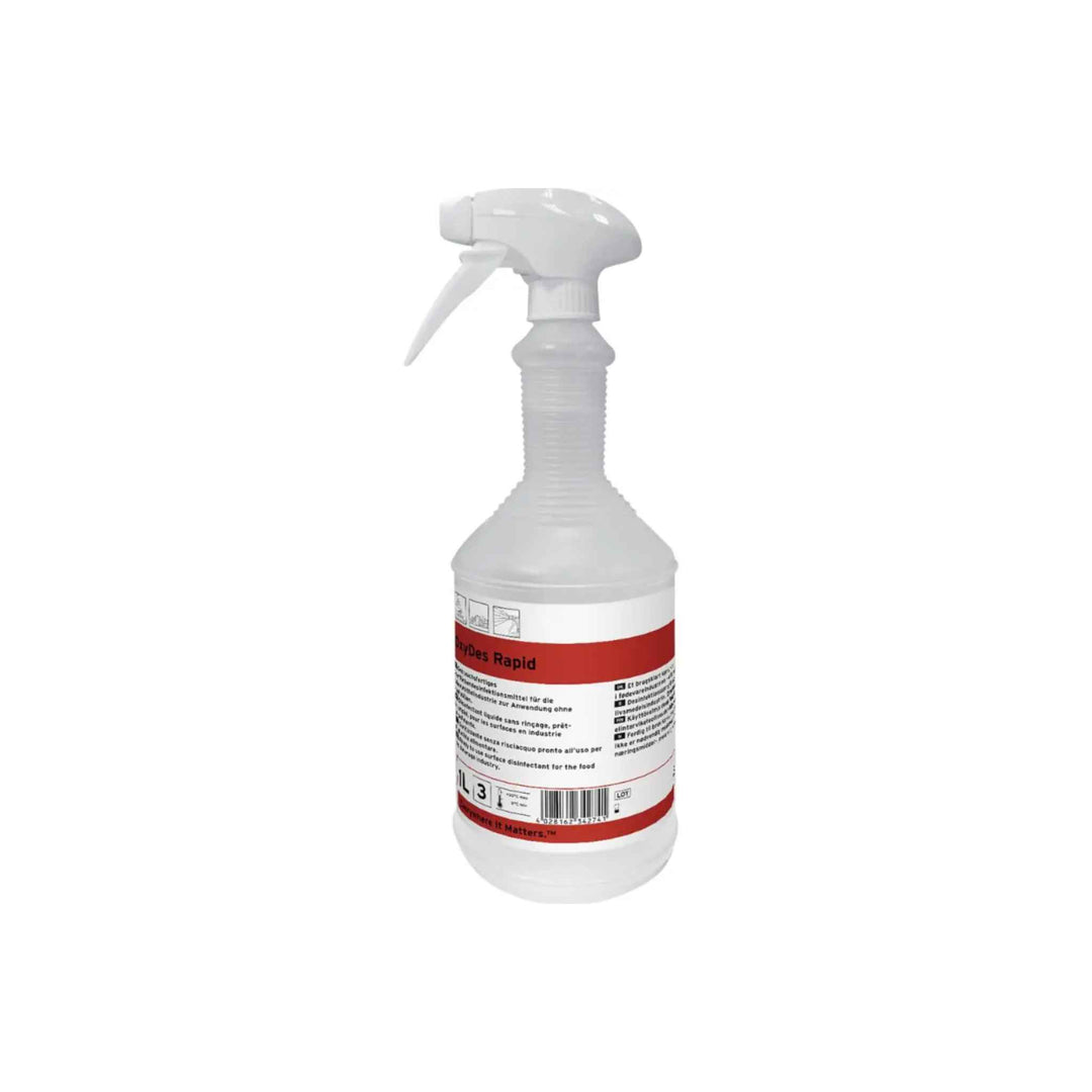Ecolab OxyDes Rapid desinfektionsspray 1 ltr. x 12 stk., klar-til-brug middel til fødevareområder, uden farve og parfume.