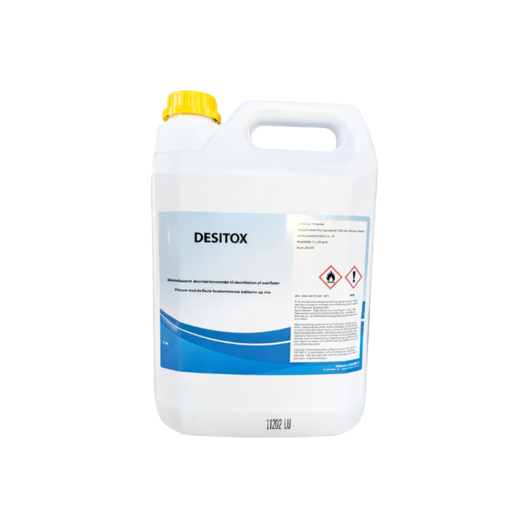 Desinfektionsmiddel til overflader, alkoholbaseret 76% uden glycerin og gel, 3 x 5 liter kolli