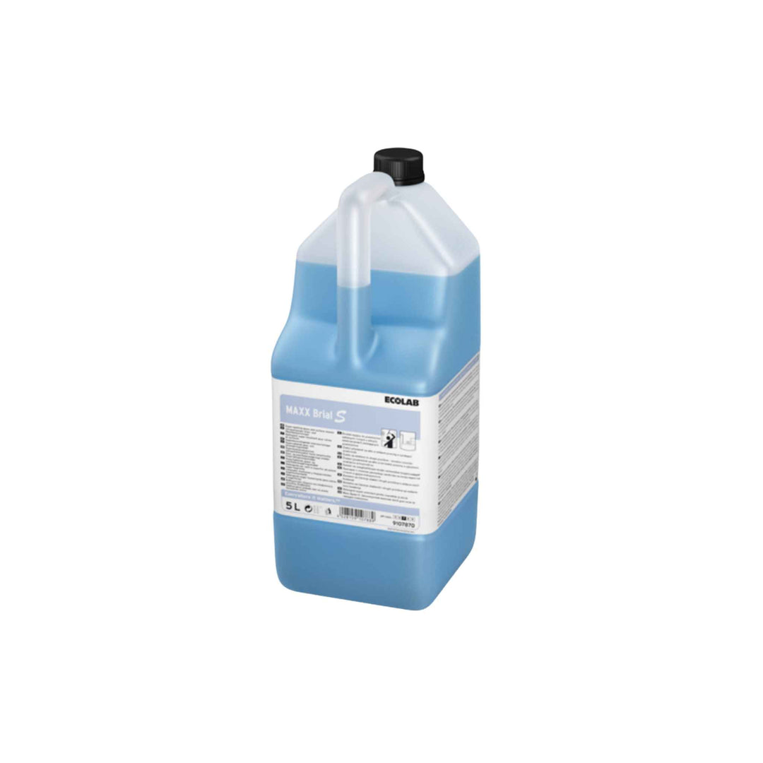 Ecolab Maxx Brial S glasrens 5 ltr. x 2 stk., skånsom og effektiv rengøring af glas og overflader, efterlader stribefrit resultat.