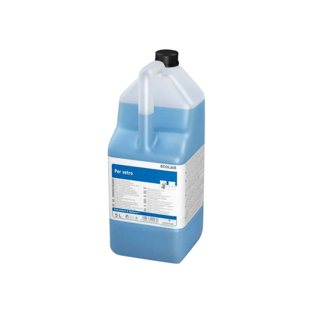 Ecolab Per Vetro glasrens 5 ltr. x 2 stk., effektiv mod fedt og fingeraftryk, giver skinnende og stribefri overflader.