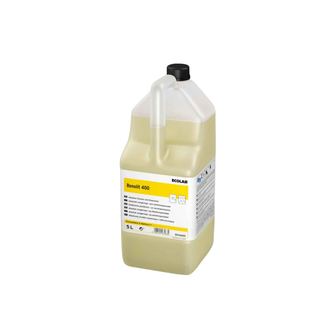 Ecolab Renolit 400 grundrengøring 5 ltr. x 2 stk., stærkt alkalisk affedter til køkkener, gulve og maskiner, uden parfume.