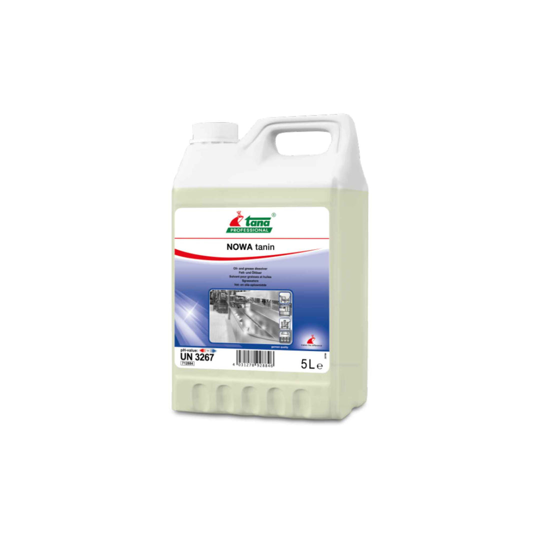 Tana Nowa Tanin grundrengøring 5 ltr. x 2 stk., kraftig affedter til olie, fedt og smuds på gulve, inventar og fittings.