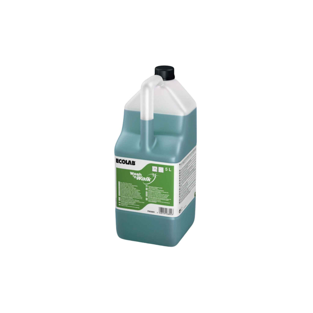 Ecolab Wash’n Walk gulvvask 5 ltr., enzymbaseret rengøringsmiddel til fedtfjernelse, giver rene og skridsikre gulve.