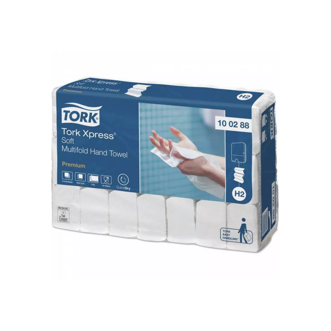 Håndklædeark Tork H2 Xpress Premium Soft 2-lags 100288, EU-blomst, QuickDry teknologi.