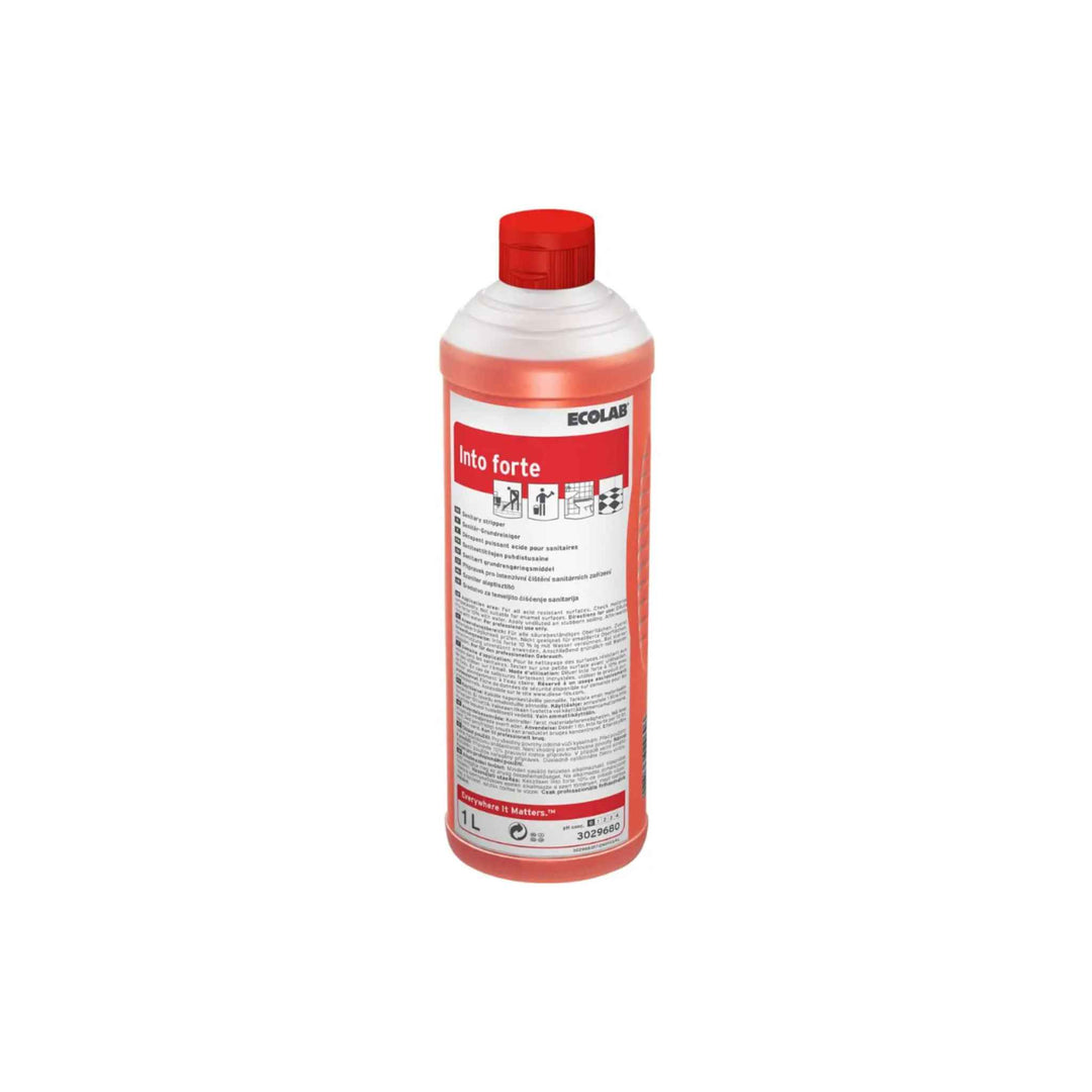 Ecolab Into Forte kalkfjerner 1 ltr. x 6 stk., stærkt surt middel til effektiv fjernelse af kalk, rust og sæberester.