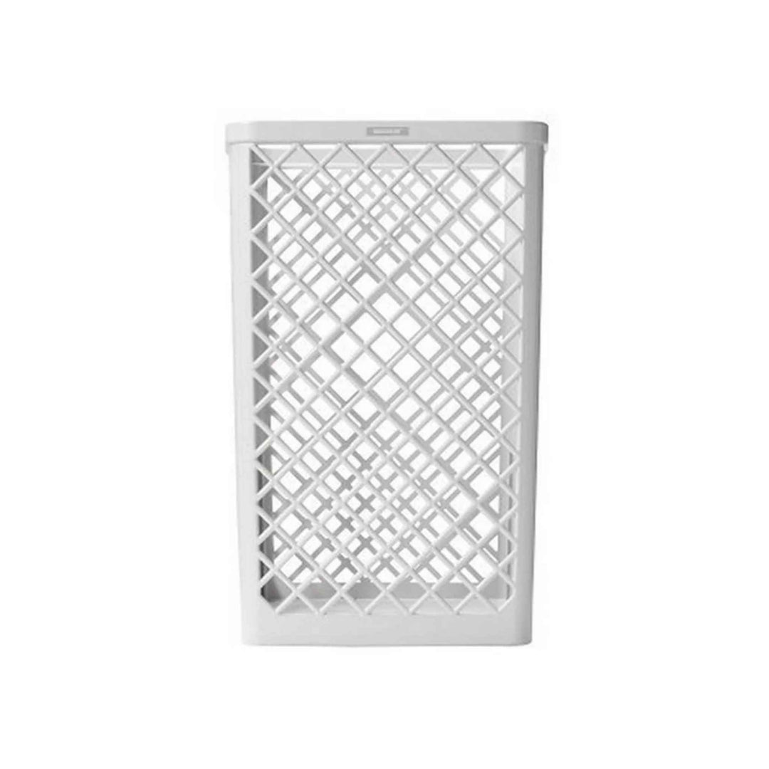 Hvid Katrin affaldskurv 40 l (50×32×25 cm) med håndtag og flettet design til affald eller vasketøj.