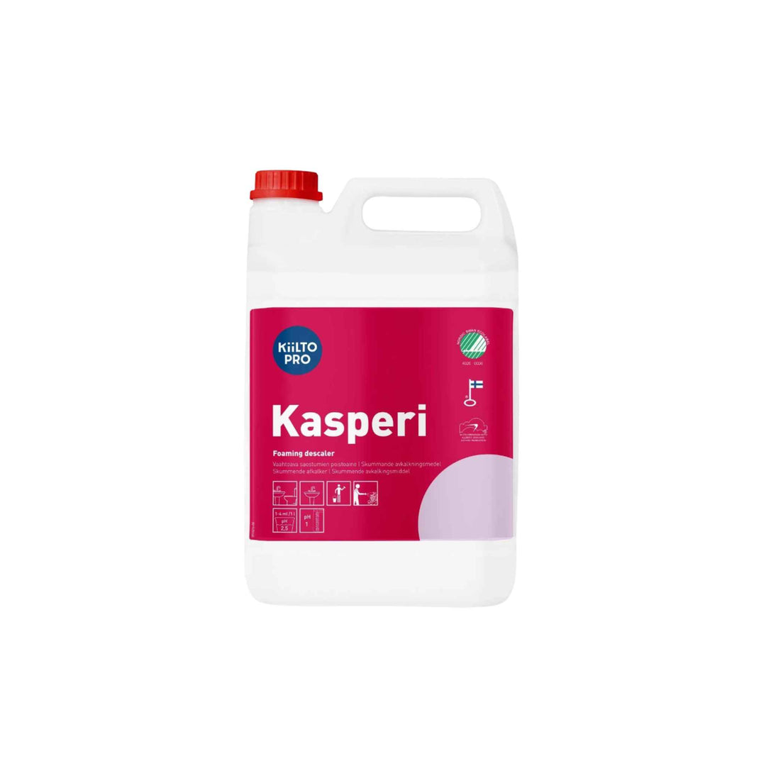 Kiilto Pro Kasperi kalkfjerner 5 L, stærkt sur til kalk og rust i vådrum, Svanemærket.