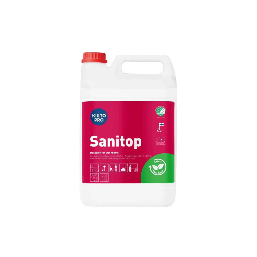 Kiilto Pro Natura Sanitop 5 l, surt tyktflydende sanitetsrengøringsmiddel til klinker og rustfrit stål.