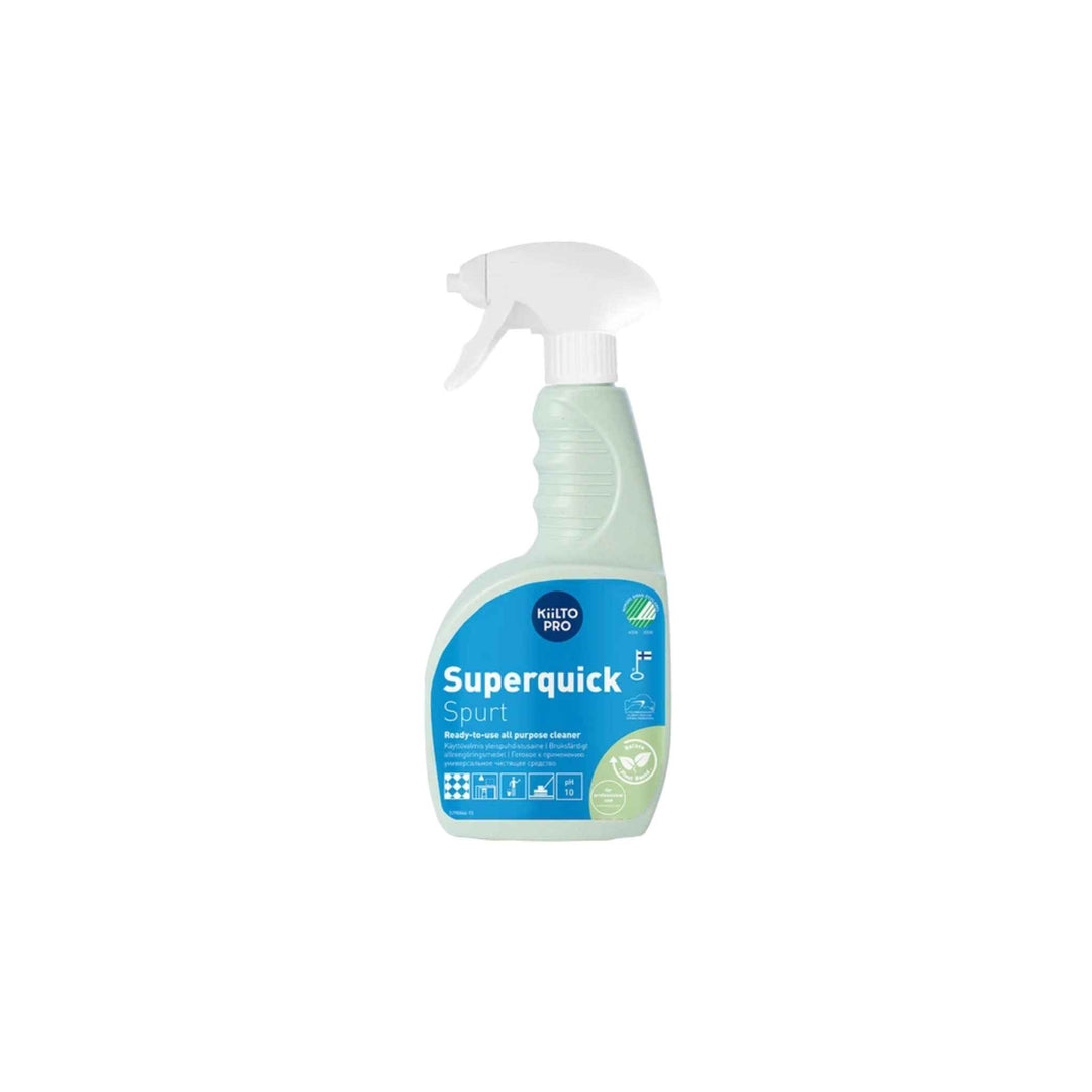 Kiilto Pro Natura Superquick Spurt universalrengøring 750 ml, Svanemærket, til fedt og vandafvisende overflader.