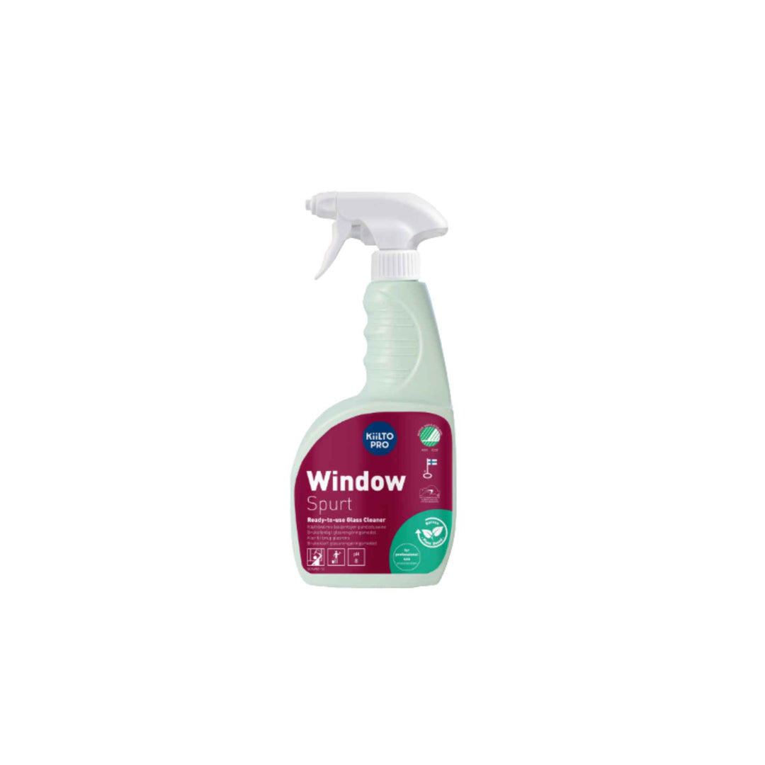Kiilto Pro Natura Window Spurt 750 ml, Svanemærket glasrens til vinduer, spejle og stål — stribefrit, hurtigtørrende.