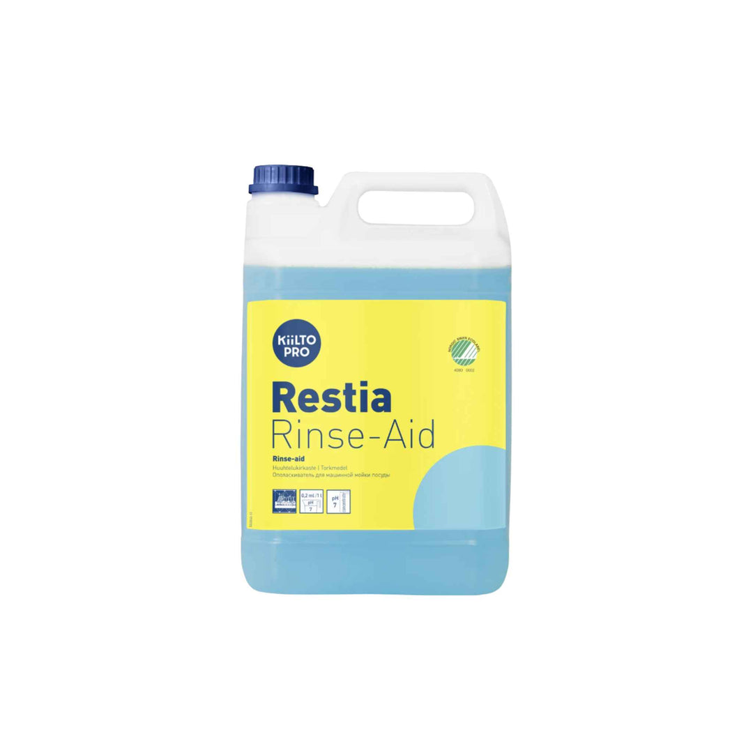 Kiilto Pro Restia afspændingsmiddel 5 l — Svanemærket; fremskynder tørring og forebygger striber og kalk.