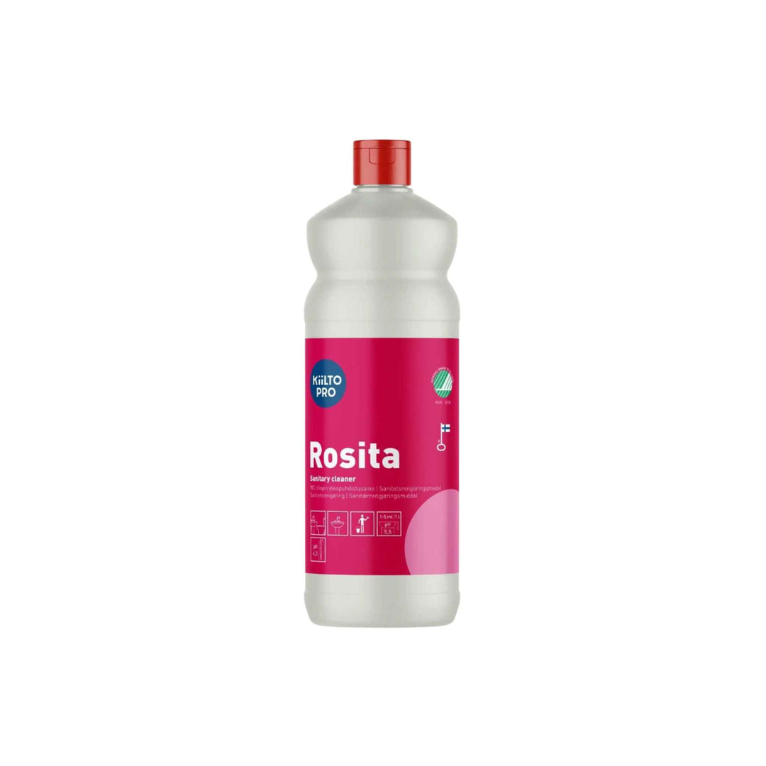 Kiilto Pro Rosita sanitetsrengøring 1 L, Svanemærket, til toiletter og badeværelser, effektiv og frisk duft.