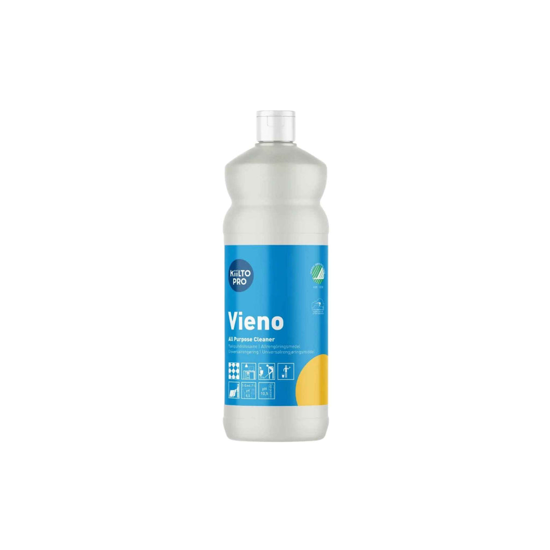 Kiilto Pro Vieno universalrengøring 1 L, Svanemærket — effektiv til daglig rengøring af alle hårde overflader.