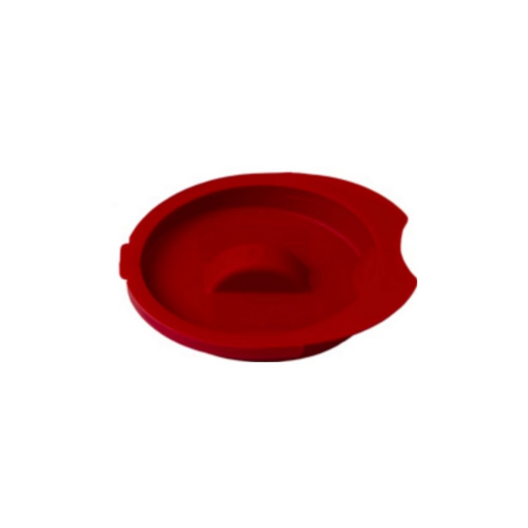 Rødt låg til polykande, 0,5 ltr., slidstærkt polykarbonat, sikrer pålidelig forsegling.