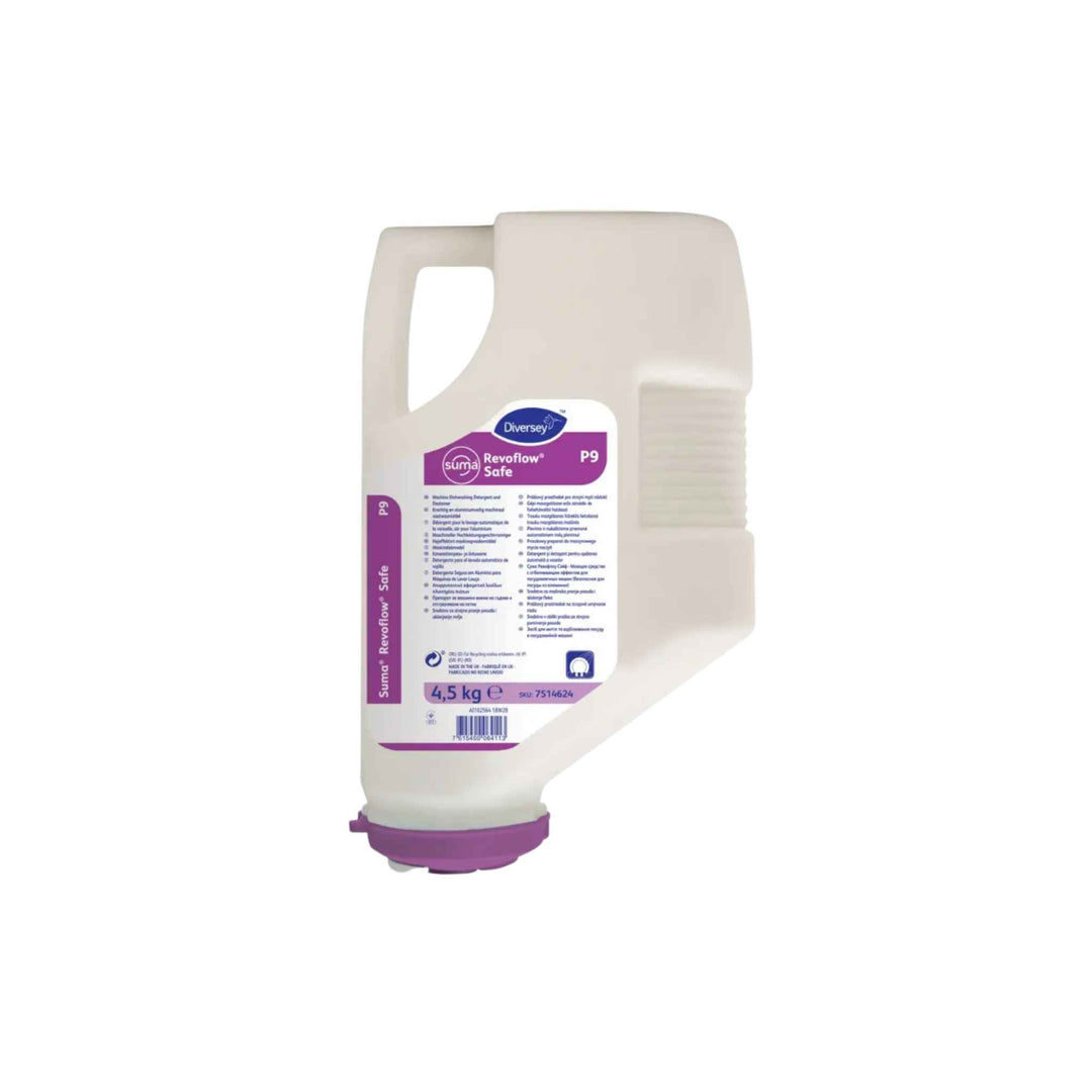 Diversey Suma RevoFlow Safe P9 4,5 kg x 3 stk., effektivt maskinopvaskemiddel mod fedt og madrester i hårdt vand.