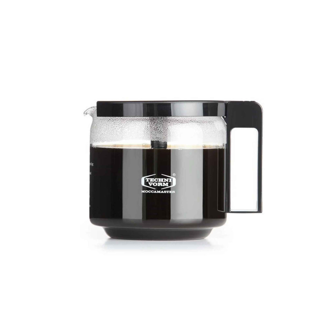 Moccamaster Clubline glaskande 1,25 l til kaffemaskine, klart glas med sort håndtag og låg.