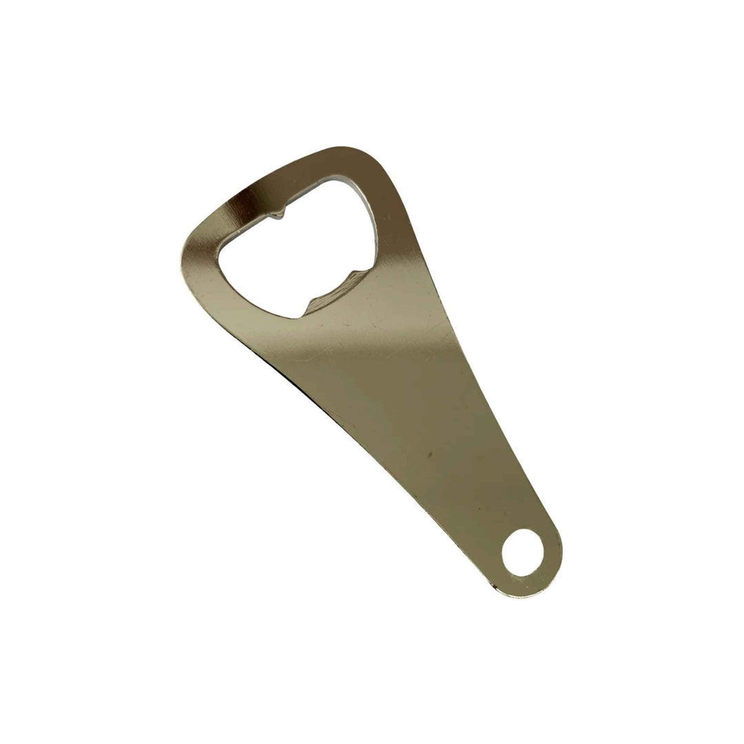 Rustfri stålflaskeåbner, robust design til nem åbning af kapsler i køkken, bar og udendørs.