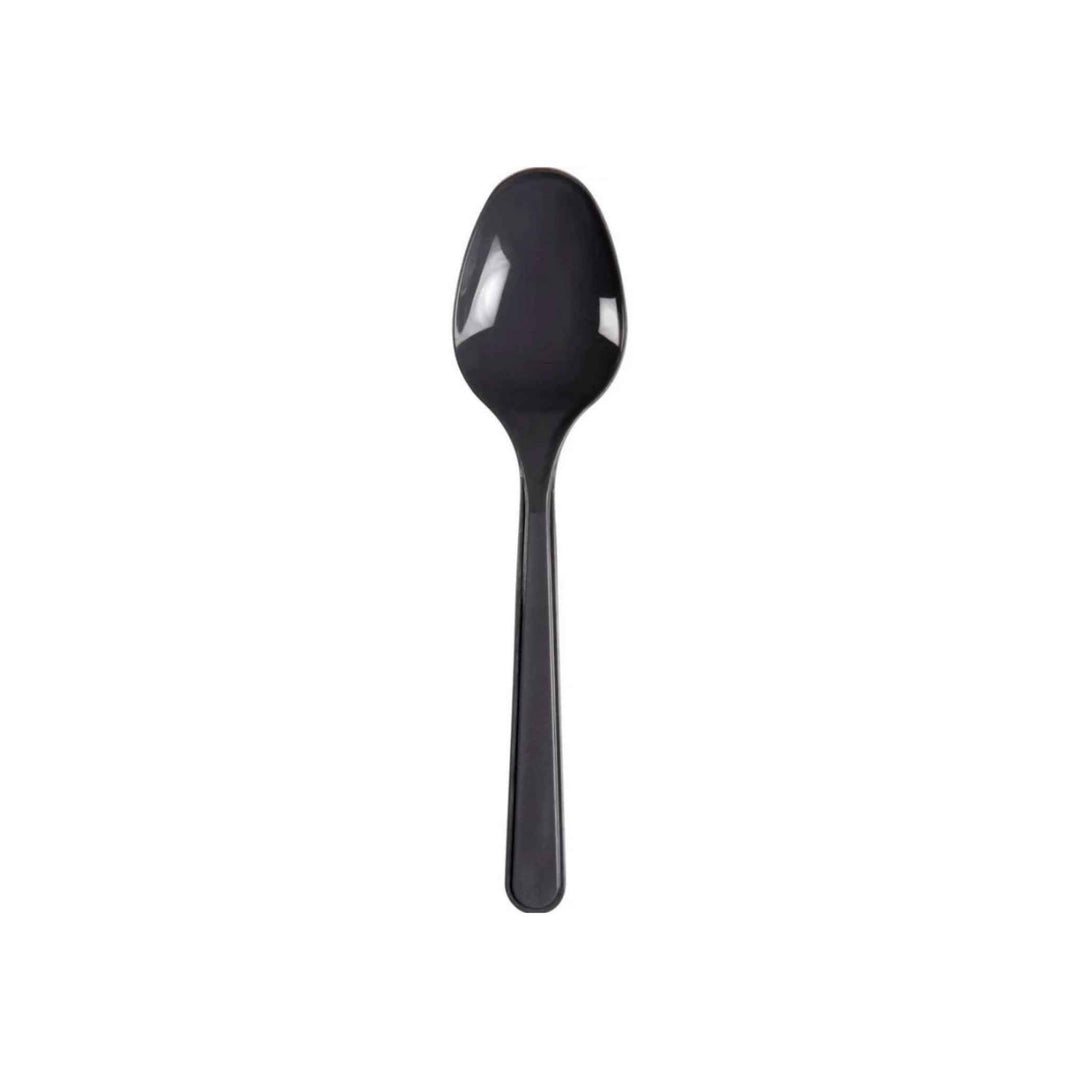 Grå genanvendelige plastik teskeer 13,5 cm, 100 stk, tåler opvaskemaskine og mikroovn.