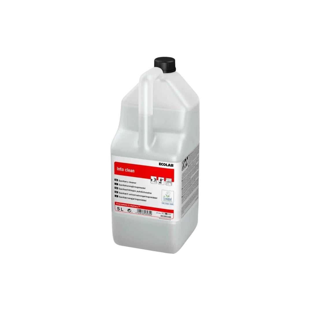 Ecolab Into Clean 5 ltr. x 2 stk., surt og miljømærket rengøringsmiddel til effektiv daglig rengøring af sanitære områder.