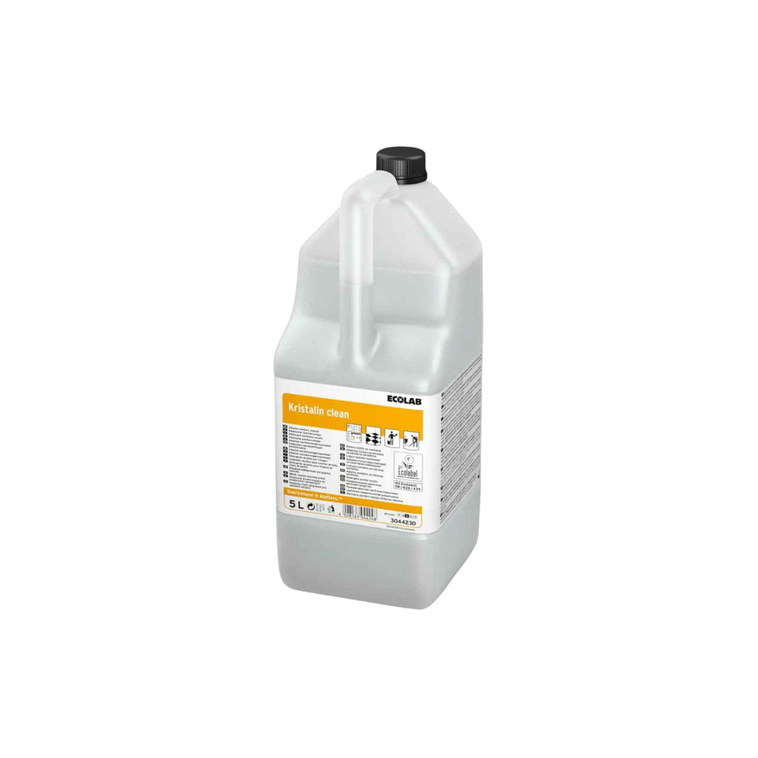 Ecolab Kristalin Clean 5 ltr. x 2 stk., alkalisk og miljømærket rengøringsmiddel til effektiv daglig sanitetsrengøring.