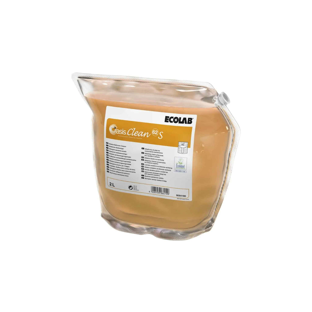 Ecolab Oasis Clean 62S sanitetsrengøring 2 ltr. x 2 stk., alkalisk rengøringsmiddel til badeområder, EU-Blomsten certificeret.