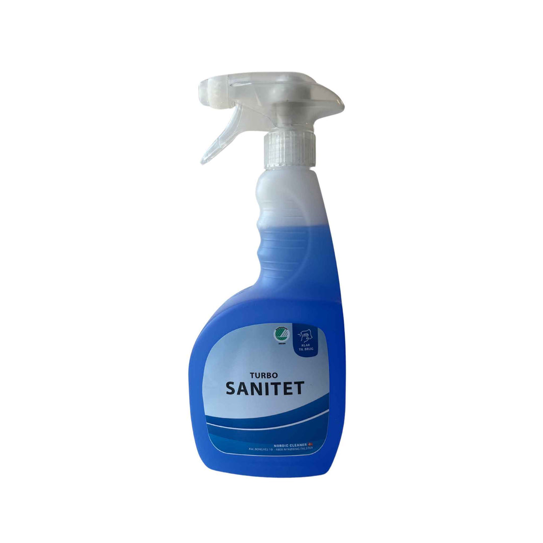 Svanemærket sanitetsrengøring Turbo Ready-To-Use spray, 750 ml – klar til brug og effektiv mod fedt, kalk og snavs.