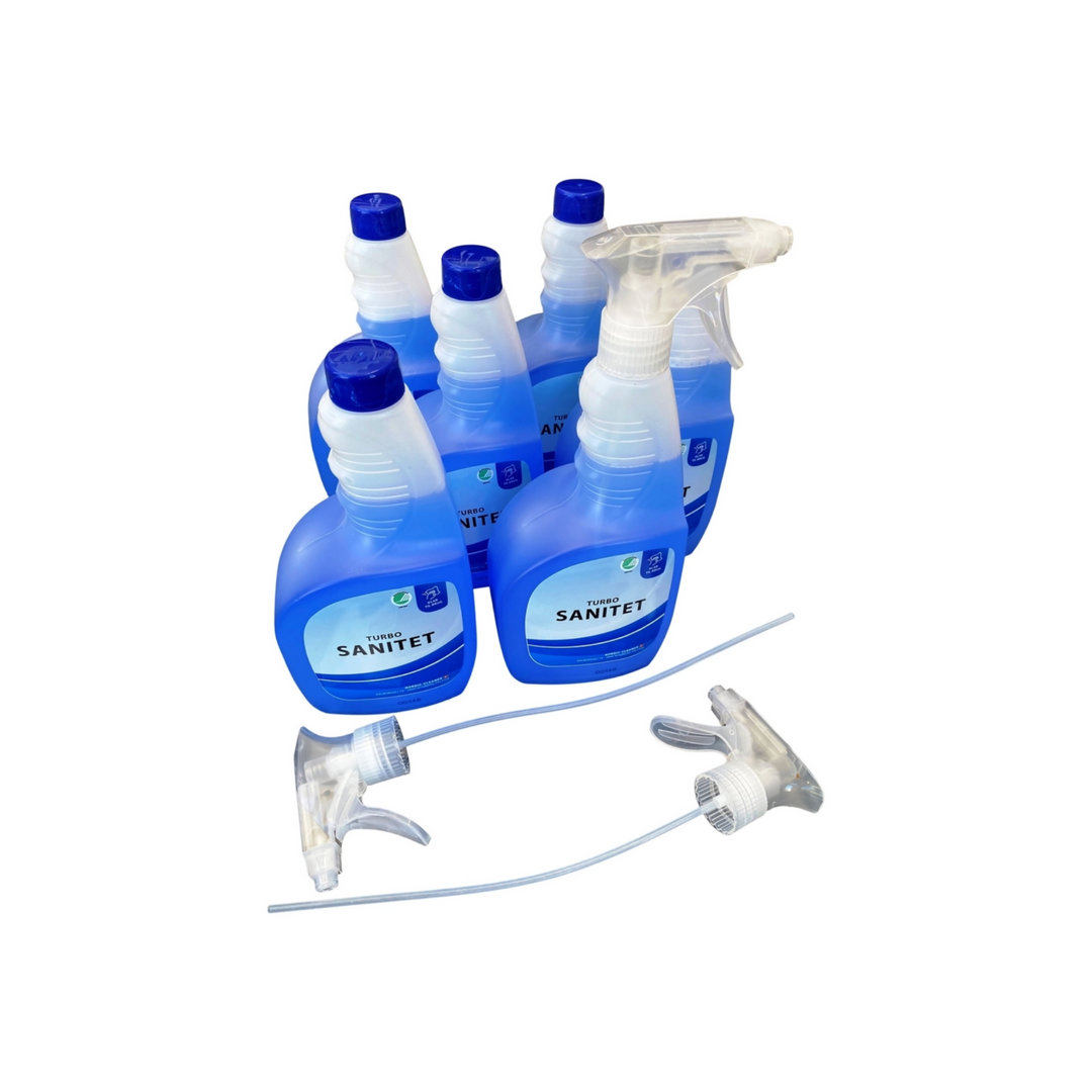 Sanitetsrengøring Turbo Ready-To-Use, 750 ml, 6 stk. Sprayflasker.