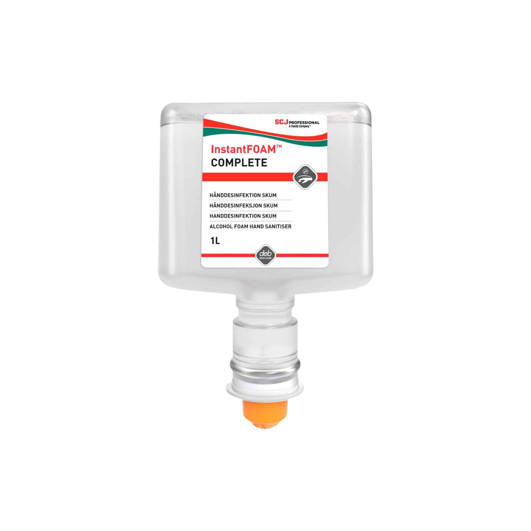 SCJ InstantFOAM Complete 80% skum, 1 L — effektiv hånddesinfektion mod bakterier og virus, hudvenlig og parfumefri.