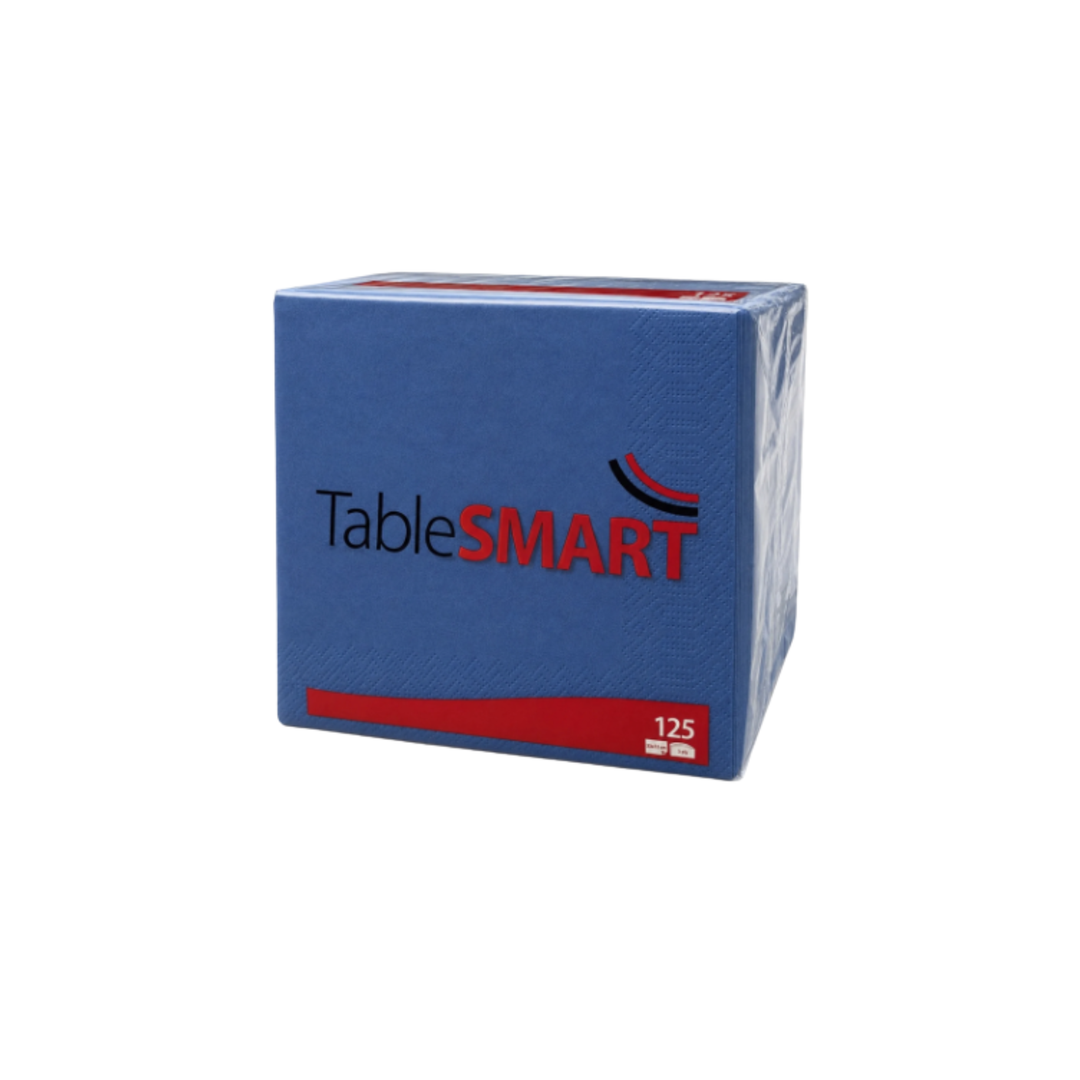 TableSmart 3-lags servietter, 33x33 cm – blå, bløde og sugende, pakke med 125 stk.
